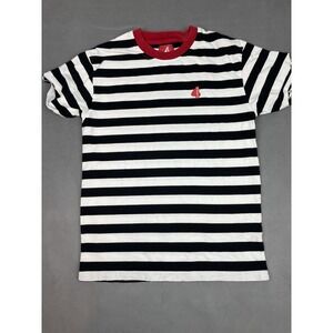 4Hunnid Shirt YG Shirt Mens Medium Black White Striped Crew Neck Shirt Hip Hop